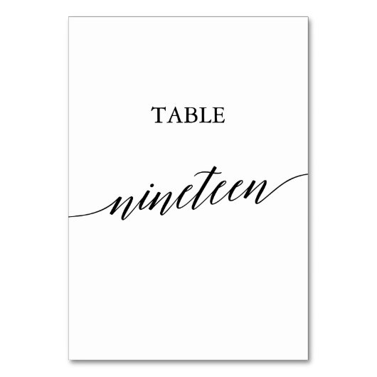 Elegant Black Calligraphy Table Number Nnegentien Kaart (Achterkant)