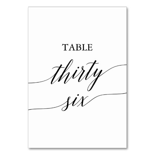 Elegant Black Calligraphy Table Number Six Kaart (Achterkant)