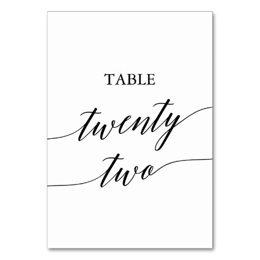 Elegant Black Calligraphy Table Number Tweeëntwint Kaart (Achterkant)