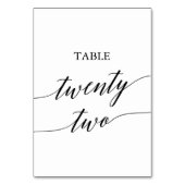 Elegant Black Calligraphy Table Number Tweeëntwint Kaart (Voorkant)