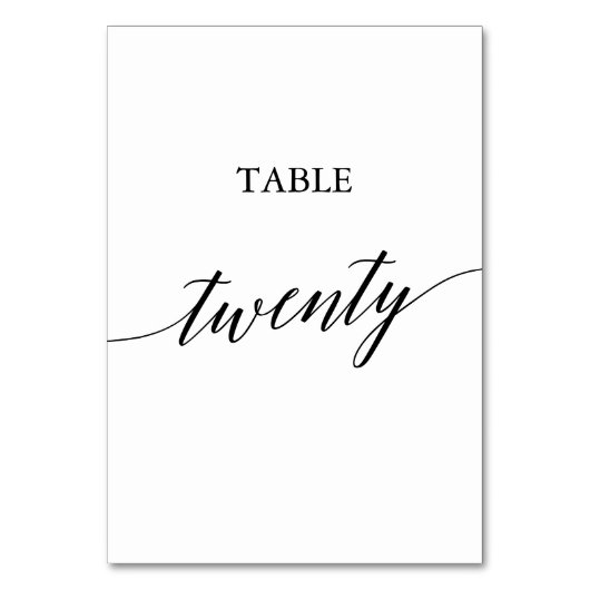 Elegant Black Calligraphy Table Number Twenty Kaart (Achterkant)