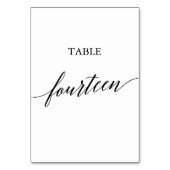 Elegant Black Calligraphy Table Number Veertien Kaart (Achterkant)