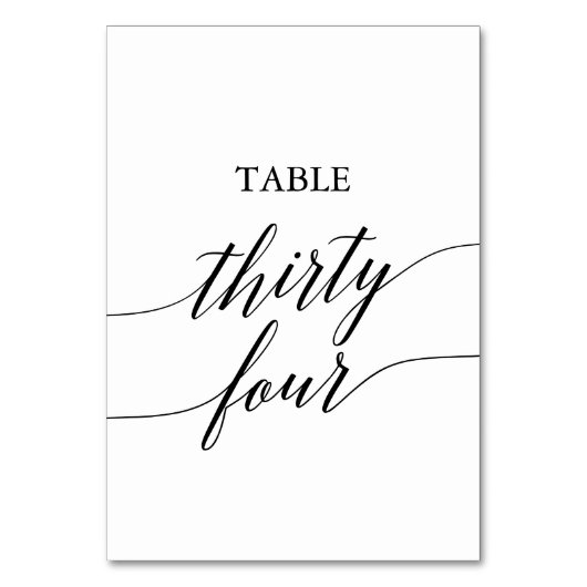 Elegant Black Calligraphy Table Number Vier Kaart (Achterkant)