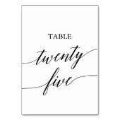 Elegant Black Calligraphy Table Number Vijfentwint Kaart (Achterkant)