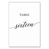 Elegant Black Calligraphy Table Number Zestien Kaart (Achterkant)