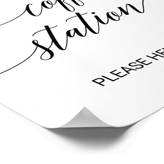 Elegant Black Calligraphy Tea and Coffee Sign Poster (Hoek)