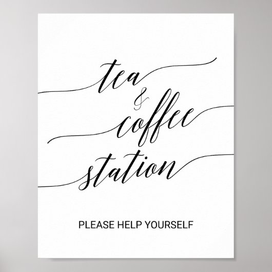 Elegant Black Calligraphy Tea and Coffee Sign Poster (Voorkant)