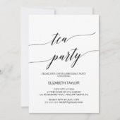 Elegant Black Calligraphy Tea Party Birthday Kaart (Voorkant)