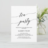 Elegant Black Calligraphy Tea Party Birthday Kaart (Staand voorkant)