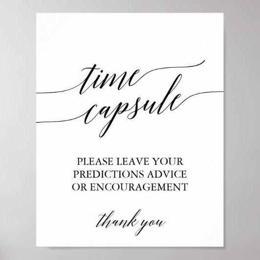 Elegant Black Calligraphy Time Capsule Sign Poster (Voorkant)