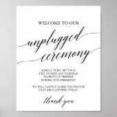 Elegant Black Calligraphy Unplugged Ceremony Sign Poster (Voorkant)
