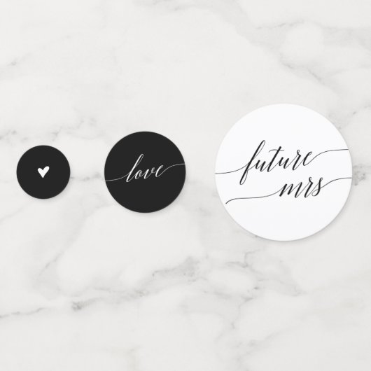 Elegant Black Calligraphy Vrijgezellenfeest Table Confetti (Achterkanten)