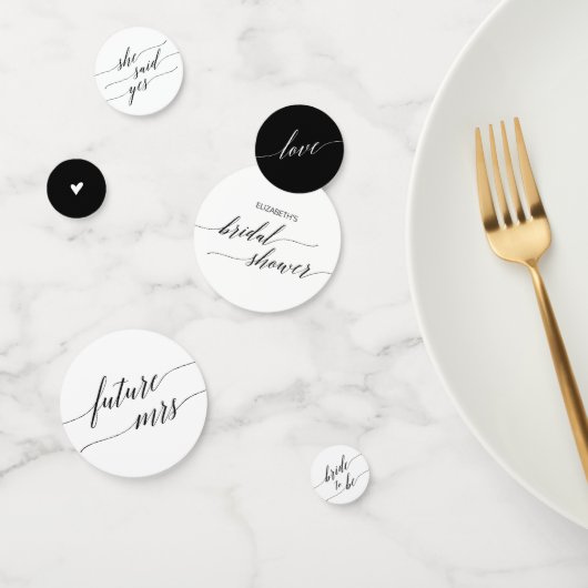 Elegant Black Calligraphy Vrijgezellenfeest Table Confetti (Groep)