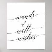 Elegant Black Calligraphy Wands Well Wishes Sign Poster (Voorkant)