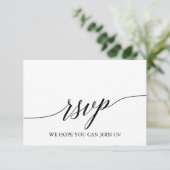 Elegant Black Calligraphy Website RSVP Card (Staand voorkant)