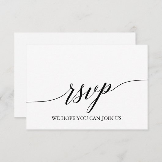 Elegant Black Calligraphy Website RSVP Card (Voorkant / Achterkant)