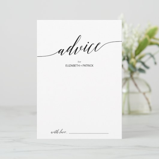 Elegant Black Calligraphy Wedding Advieskaart (Staand voorkant)