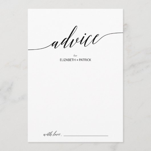 Elegant Black Calligraphy Wedding Advieskaart (Voorkant)