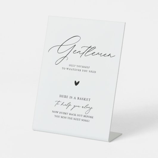 Elegant Black Calligraphy Wedding Bathroom Basket Reclamebord Met Voetstuk (Voorkant)