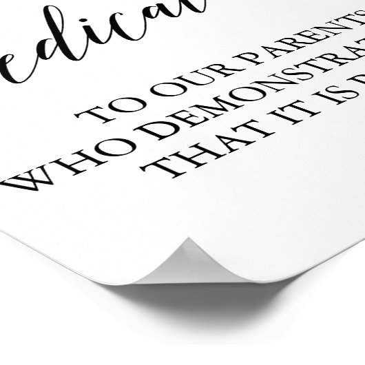 Elegant Black Calligraphy Wedding Dedication Sign Poster (Hoek)