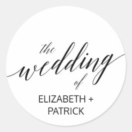 Elegant Black Calligraphy Wedding Envelope Seals Ronde Sticker
