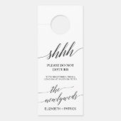 Elegant Black Calligraphy Wedding Guest Deurhanger (Voorkant)
