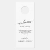 Elegant Black Calligraphy Wedding Guest Deurhanger (Achterkant)