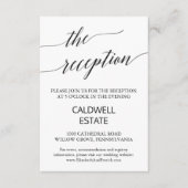 Elegant Black Calligraphy Wedding Reception Kaart (Voorkant)