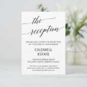 Elegant Black Calligraphy Wedding Reception Kaart (Staand voorkant)