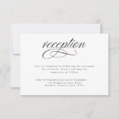 Elegant Black Calligraphy Wedding Reception Kaart (Voorkant)