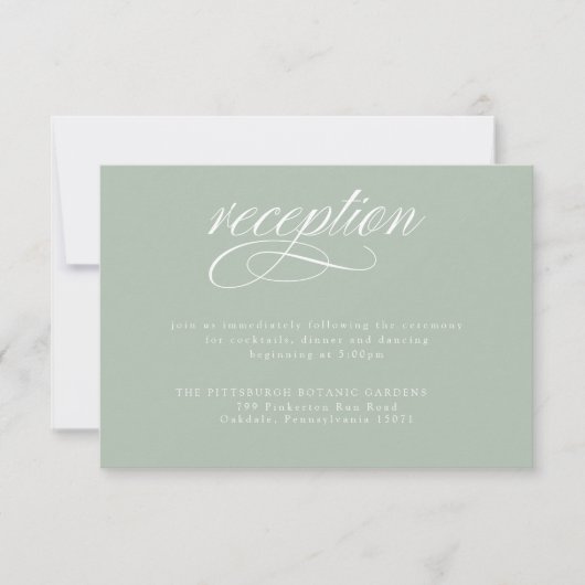 Elegant Black Calligraphy Wedding Reception Kaart (Voorkant)