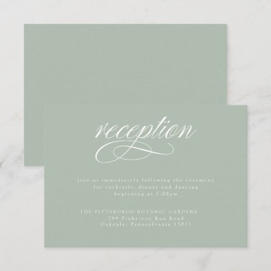 Elegant Black Calligraphy Wedding Reception Kaart (Voorkant / Achterkant)