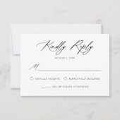 Elegant Black Calligraphy Wedding RSVP Kaartje (Voorkant)