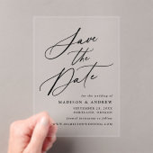 Elegant Black Calligraphy Wedding Save the Date Acryl Uitnodigingen (Insitu (Draagbaar))