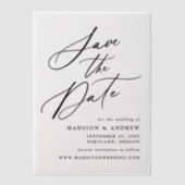 Elegant Black Calligraphy Wedding Save the Date Vellum Uitnodigingen (Voorkant)