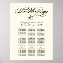 Elegant Black Calligraphy Wedding Seding Chart