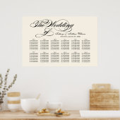 Elegant Black Calligraphy Wedding Seding Chart Poster (Keuken)