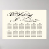 Elegant Black Calligraphy Wedding Seding Chart Poster (Voorkant)