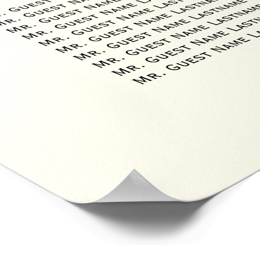 Elegant Black Calligraphy Wedding Seding Chart Poster (Hoek)