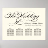 Elegant Black Calligraphy Wedding Seding Chart Poster (Voorkant)