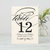 Elegant Black Calligraphy Wedding Table Number Kaart (Staand voorkant)
