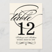 Elegant Black Calligraphy Wedding Table Number Kaart (Voorkant)
