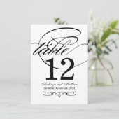 Elegant Black Calligraphy Wedding Table Number Kaart (Staand voorkant)