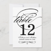 Elegant Black Calligraphy Wedding Table Number Kaart (Achterkant)