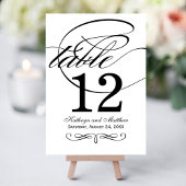 Elegant Black Calligraphy Wedding Table Number Kaart