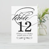 Elegant Black Calligraphy Wedding Table Number Kaart (Staand voorkant)