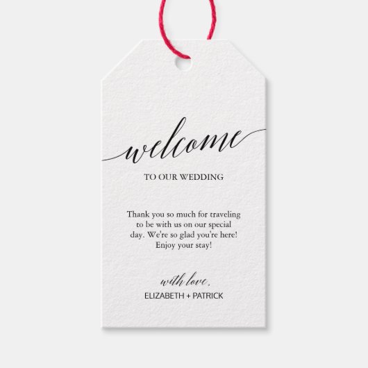Elegant Black Calligraphy Wedding Welcome Cadeaulabel (Voorkant)