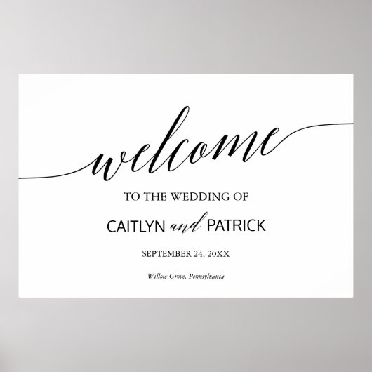 Elegant Black Calligraphy Welcome Wedding Sign Poster (Voorkant)