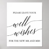 Elegant Black Calligraphy Well Wishes Sign Poster (Voorkant)