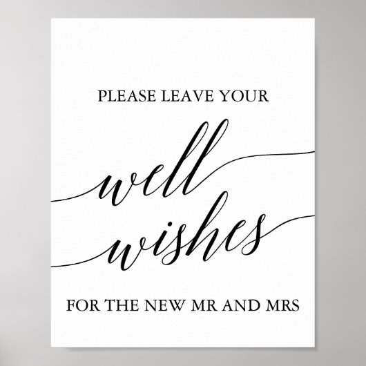 Elegant Black Calligraphy Well Wishes Sign Poster (Voorkant)